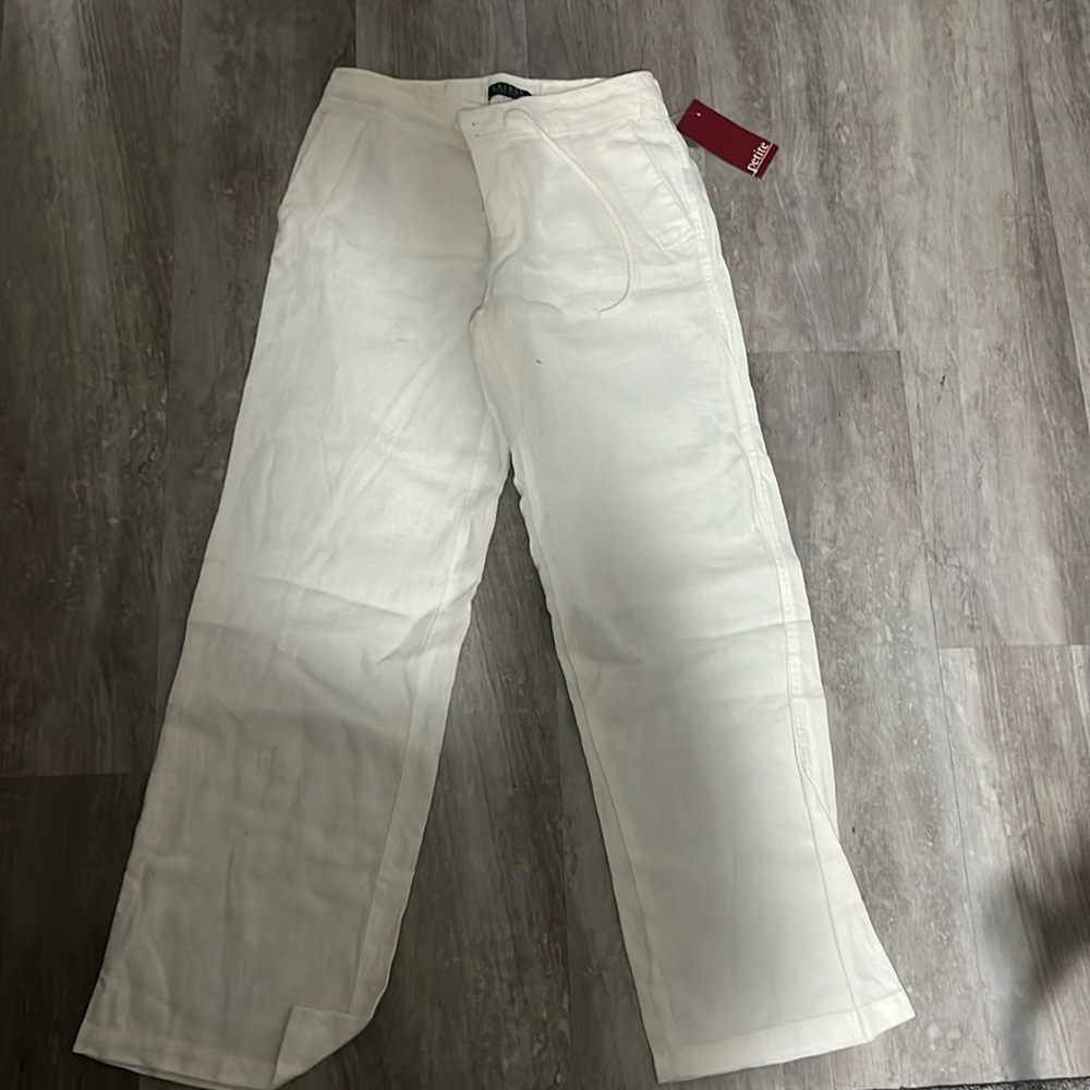 Lauren Ralph Lauren Petite White Linen Pants